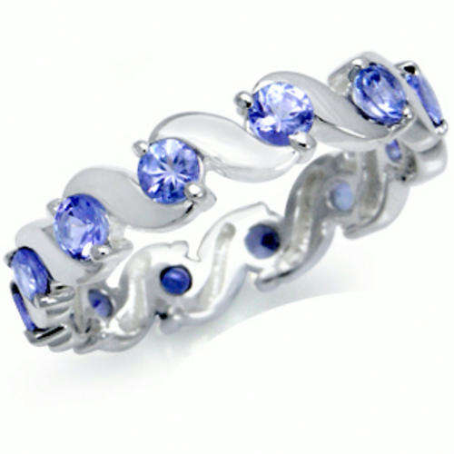 EXQUISITE !!*** 1.44 CWT.GENUINE TANZANITES*** ETERNITY RING }} Size 8 1/2/