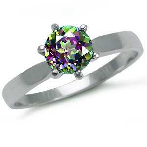 EXQUISITE RING ! [[ GENUINE MYSTIC TOPAZ ]] in SOLID 925 STERLING SILVER. SIZE 7 1/4