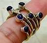 TRENDY RING with GENUINE AMETHYSTS in 925 STERLING SILVER, COPPER & BRASS. SIZE 7