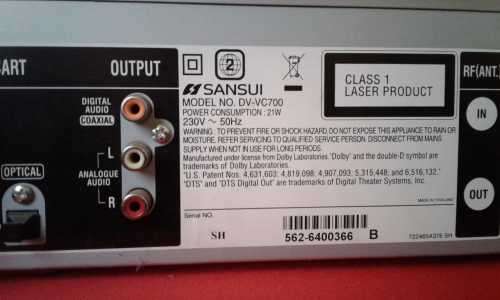 Sansui DVD/VCR combo DV-VC700