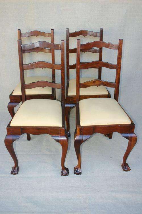 Set of 4 stinkwood ball & claw dining room chairs - 43cm x 48cm x 99cm total high