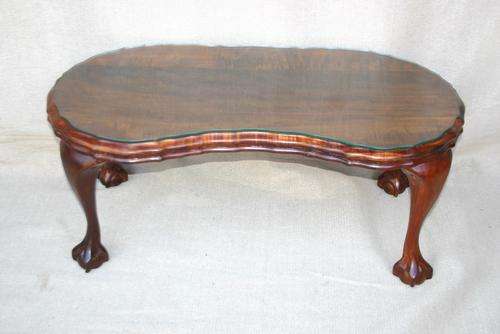 Imboya ball & claw kidney shape coffee table with loose glass top - 45cm x 92cm x 38cm high