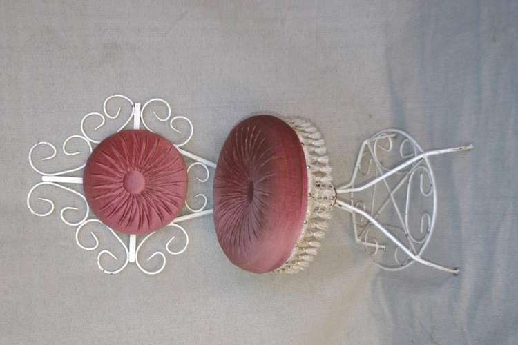 White Iron (dressing table) chair - seat is 53cm high and 35cm in diameter