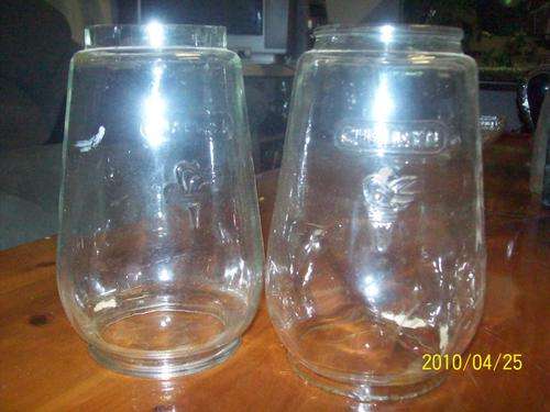 2 old paraffin lamp chimney's