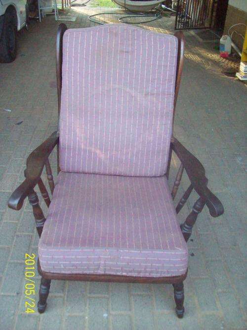 Big easy chair, cushions needs new material. START WITH R50!!!!!!!!