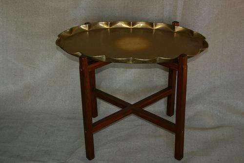Copper tray, stand was made for it to use as a small side table