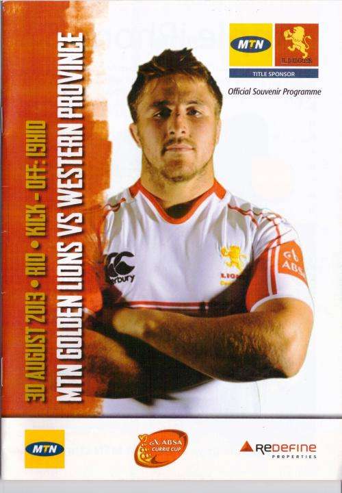 Programme: Lions vs WP 30/08/2013 Currie Cup