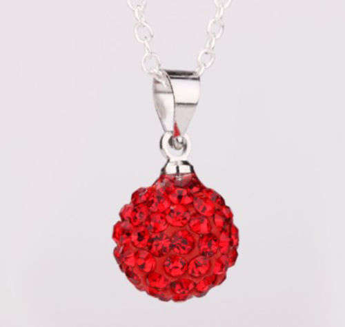 ***925 Sterling Silver Plated Necklace + Red Disco Ball Pendant!*** 8 ON AUCTION!!!