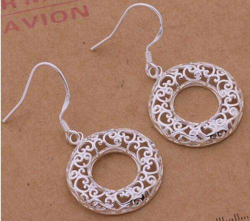 925 Sterling silver plated round filigree earrings - beautiful and very feminine - **Non allergic**