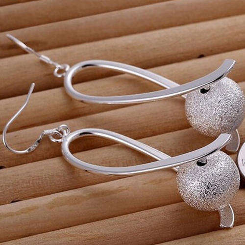 Beautiful 925 sterling silver plated dangling earrings **Non Allergic**