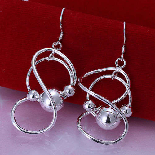 Lovely  925 sterling silver plated dangle earrings - funky unique style **Non Allergic**