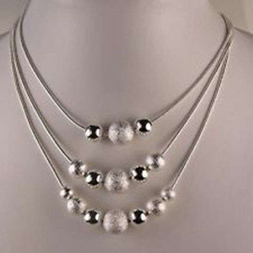 925 Sterling silver plated 3 tier necklace with frosted details - stunning piece - **Non allergic**