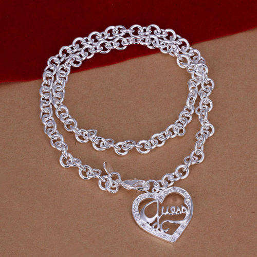 925 Sterling silver plated heart pendant necklace with Guess wording - Stunning