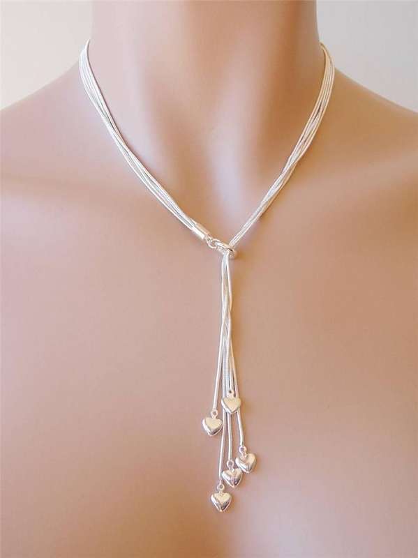 *925 Sterling silver plated multi strand necklace with hearts* Stunning piece