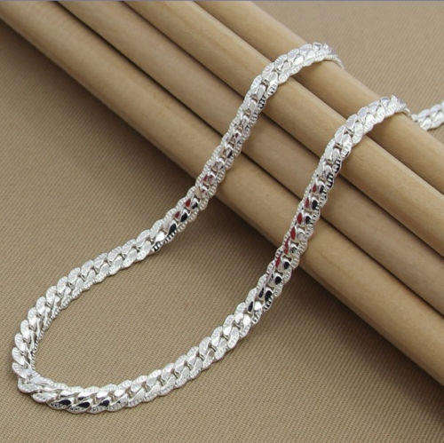 925 Sterling silver plated 5mm flat chain