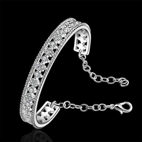 *New* 925 Sterling silver plated crystal bracelet with adjustable chain - 5 on auction