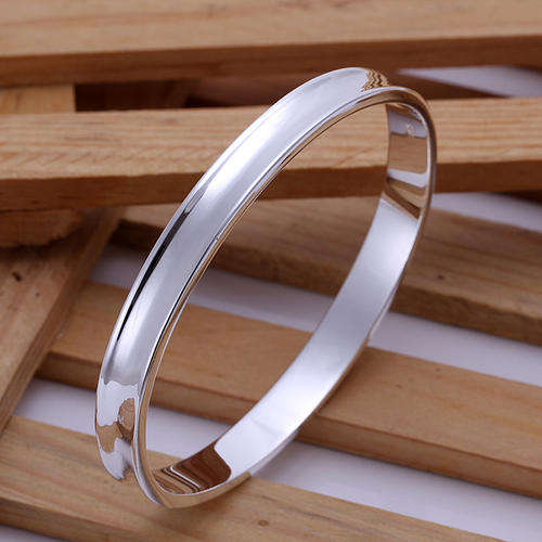 925 Sterling silver plated bangle with a groove detail