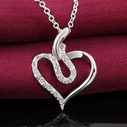 *New* 925 sterling silver plated Austrian crystal heart pendant &  necklace