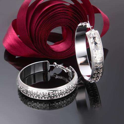 925 Sterling silver plated large hoop earrings - Very popular