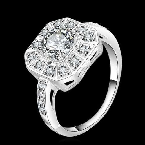 925 Sterling silver plated Austrian crystal ring - Size 8/Q
