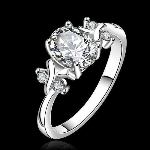 925 Sterling silver plated Crystal ring - Size 8/Q