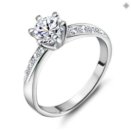 *New* 925 Sterling silver plated & platinum plated 0.46ct CZ ring with accents-size 7