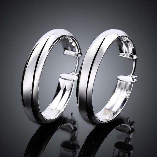 925 Sterling silver plated plain hoop earrings