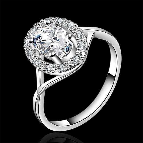 *New* 925 Sterling silver plated ring with cz accent stones - Size 8/Q