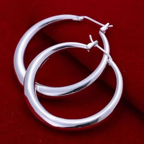 925 Sterling silver plated popular hoop earrings