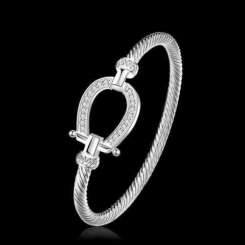 Impressive 925 Sterling silver plated bangle with crystal inlay- Stunning