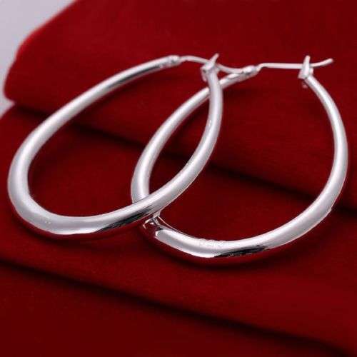 925 Sterling silver plated oval hoop earrings