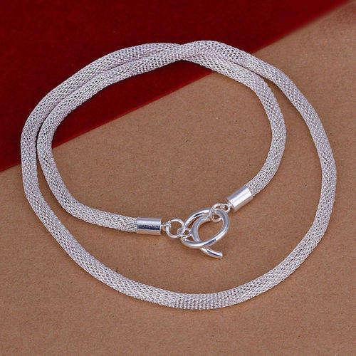 925 Sterling silver plated 5mm weave design necklace with a unique clasp