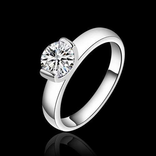 Impressive - 925 Sterling silver plated clear Austrian crystal ring - Size 8/Q