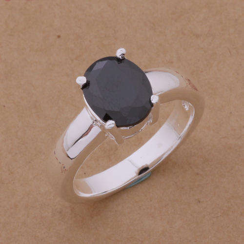 *New* Impressive Sterling silver plated black cr. onyx ring - 8/Q
