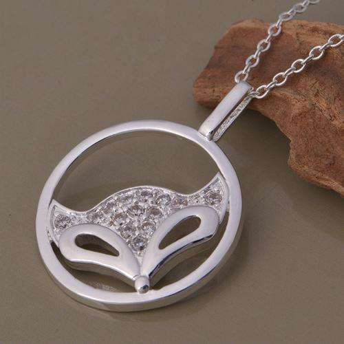 Popular & Gorgeous 925 sterling silver plated crystal FOX pendant and necklace