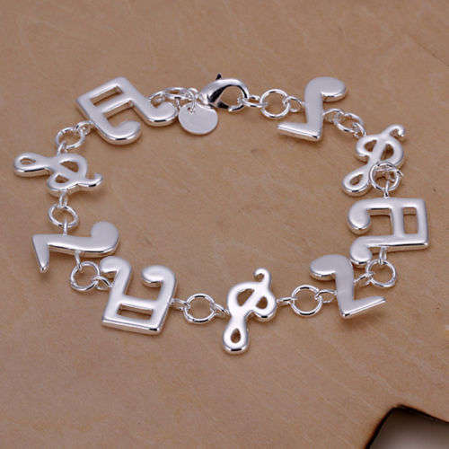 925 Sterling silver plated musical notes  bracelet - Perfect gift for music lovers