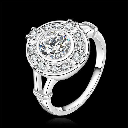 *Impressive* 925 Sterling silver plated genuine clear Austrian crystal ring with fine accents - 8/Q