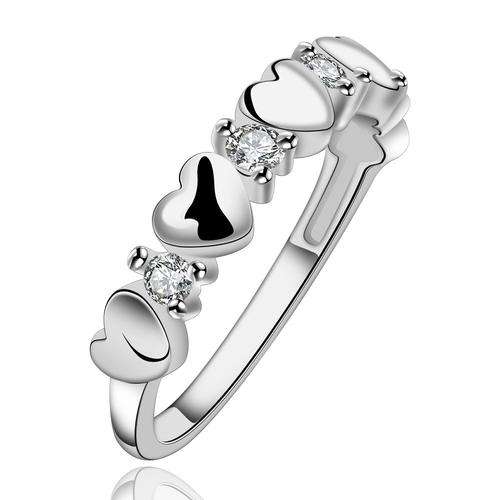**Gorgeous**  Dainty Silver plated crystal hearts ring - Size 7-8