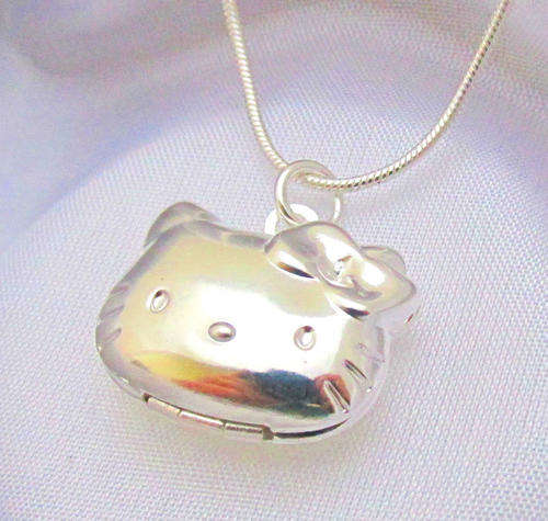 *GORGEOUS*925 Silver plated cute kitty photo locket pendant and necklace - 2 ON AUCTION