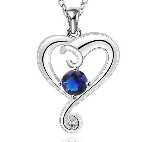 Romantic 925 Silver Plated genuine blue Austrian crystal heart pendant and necklace *3 ON AUCTION*