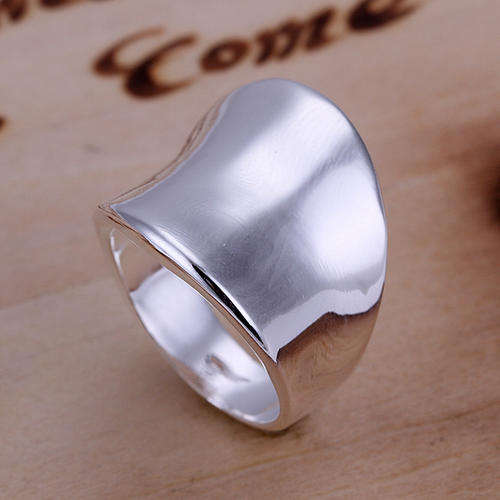 925 Silver Plated Chunky Ring - Size 8/Q