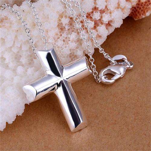925 silver plated cross pendant and necklace
