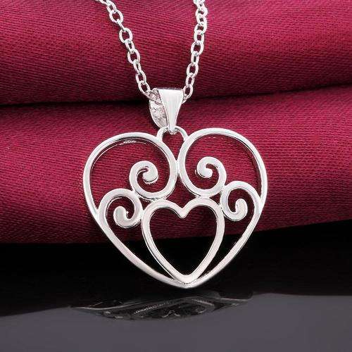 925 silver plated heart pendant and necklace - 3 ON AUCTION
