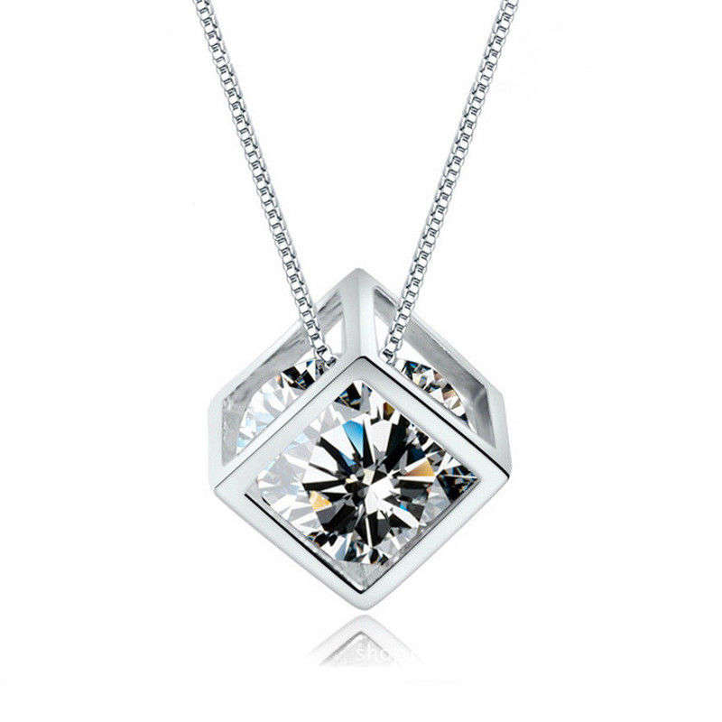 925 silver plated magical cube cz pendant and necklace