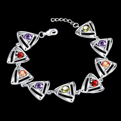 Stunning 925 Silver Plated Colour Cubic Zirconia Bracelet