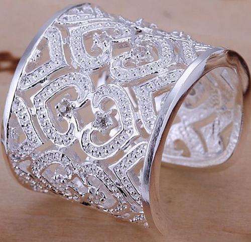 ~* LOWEST PRICE*~925 Silver Plated Chunky Crystal Ring