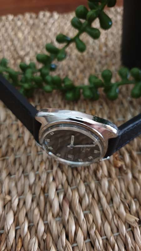 Vintage Delfin Edox Hydrostar Hand Wind Men`s Date Watch - Large