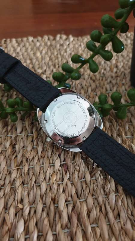 Vintage Delfin Edox Hydrostar Hand Wind Men`s Date Watch - Large