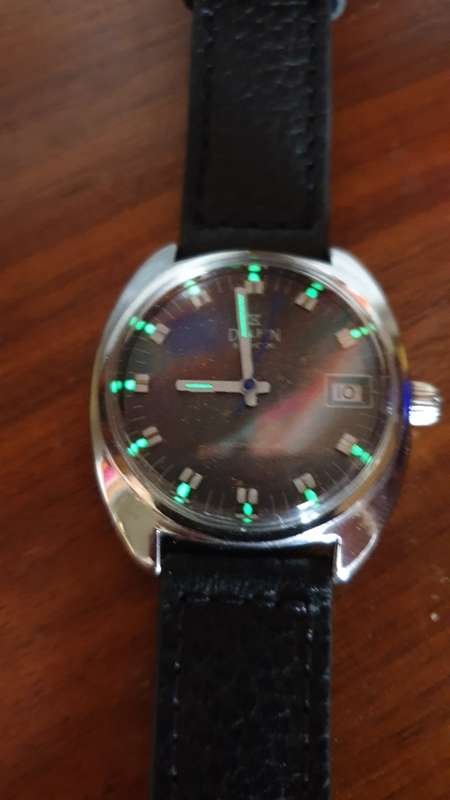 Vintage Delfin Edox Hydrostar Hand Wind Men`s Date Watch - Large