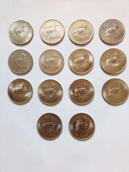 ***14 Stunning 1 Rand coins 1977-1990 - All in Excellent condition***